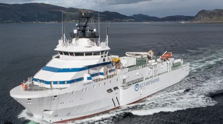 Cable-laying vessel at sea